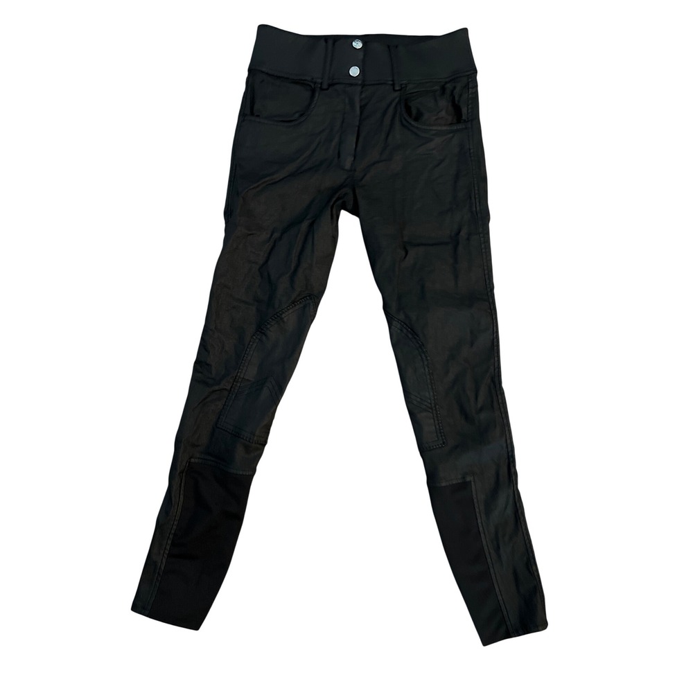Horze Equestrian Black Coated Riding Breeches High Waist Knee Patch Pants USA 24